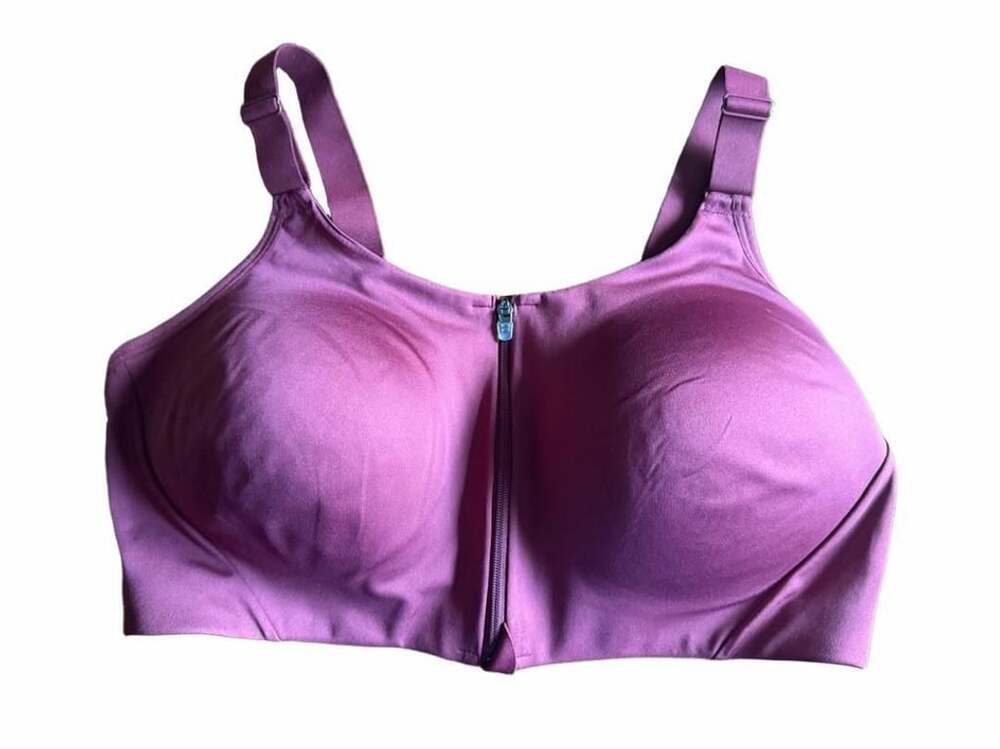 All in Motion High Support Sports Bra 42D Purple Zip Front